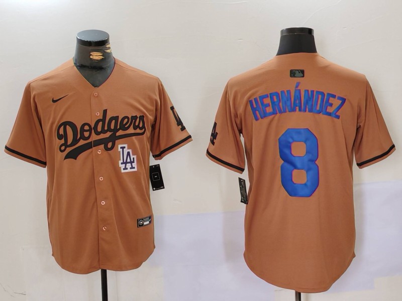Men Los Angeles Dodgers #8 Hernandez army green joint name 2024 Nike MLB Jersey style 6->los angeles dodgers->MLB Jersey